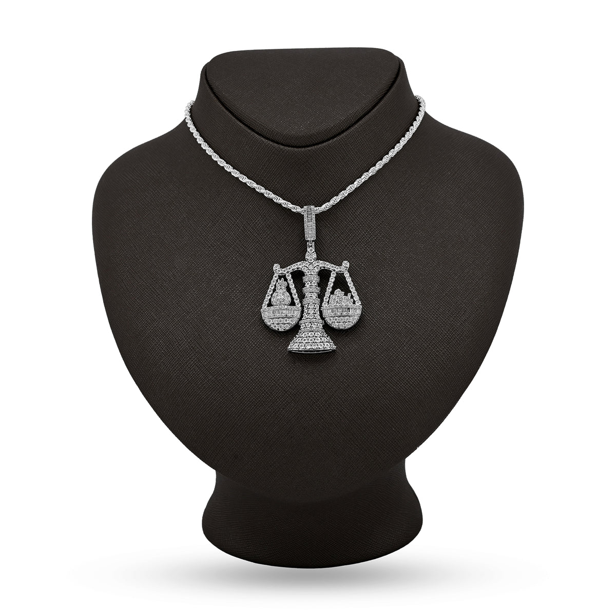 925 Sterling Silver 2.4 CTW Natural Diamond Libra Scale Pendant 16.9g Charm