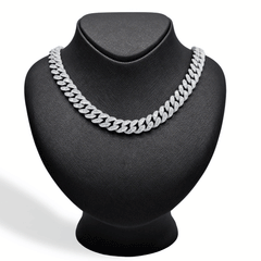 12MM 10k White Gold 143.6 grams 17-7/8CTW Diamond Cuban Chain 22 Inch Necklace