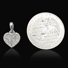Ladies 10k White Gold 0.25CTW Natural Diamond Heart Pendant 1.6g 11MM Charm