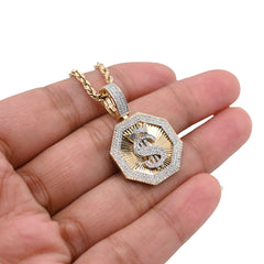 10k Yellow Gold 0.42CTW Natural Diamond $ Dollar Sign Pendant 4.5g Mens Charm