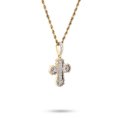 10k Yellow Gold Cross Pendant 0.43CTW Natural Round/Baguette Diamond 4gms Charm
