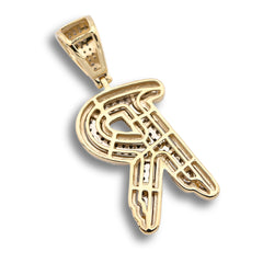 10k Yellow & White Gold 1 CTW Natural Diamond Initial "R" Pendant 4.7g Charm