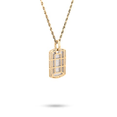 10k Yellow Gold 0.65CTW Natural Pave-Set Diamond Dog Tag Pendant 4.1g Mens Charm