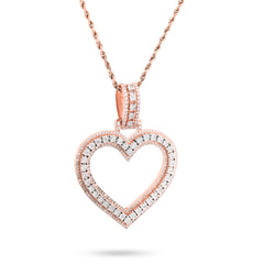 10k Rose Gold 1.5CTW Natural Diamond Heart Shaped Pendant For Womens 19.8g Charm