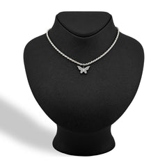 10k White Gold 0.26CTW Natural Diamond Butterfly Pendant 1.4g Womens Charm