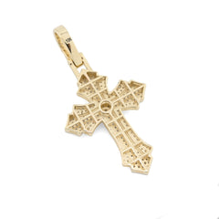 10k Yellow & White Gold 0.9CTW Natural Diamond Pave Cross Pendant 4.1g Charm