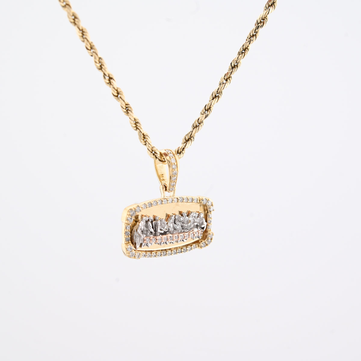 10k Yellow Gold 0.34CTW Natural Diamond Last Supper Apostles Pendant 4.2g Charm