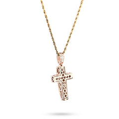 10k Rose Gold 2CTW Natural Round/Baguette Diamond ICED Cross Pendant 5.9g Charm