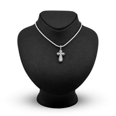 10k White Gold 0.7CTW Pure Round/Baguette Diamond ICED Cross Pendant 4.7gm Charm