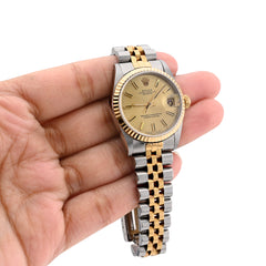 Rolex Datejust 26MM Two Tone 18K & SS Champagne Face Fluted Bezel Watch
