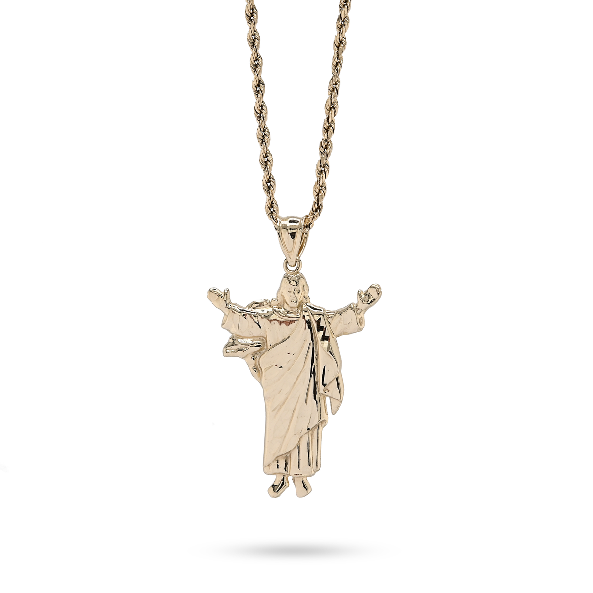 10k Yellow Gold Standing Jesus Pendant 3.1g Religious Charm For Unisex Adults