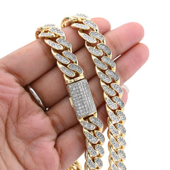 11.5MM 10k Yellow Gold 9.7CTW Natural Diamond Cuban Link Chain 128.6gms Necklace