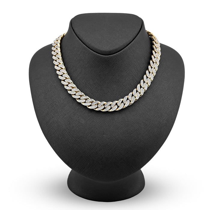 11.5MM 10k Yellow Gold 9.7CTW Natural Diamond Cuban Link Chain 128.6gms Necklace