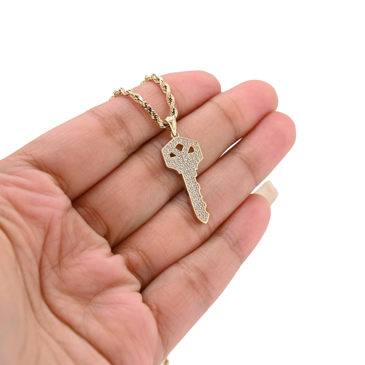 10k Yellow Gold Key Shaped Pendant 1.5g Classic Charm For Mens Womens