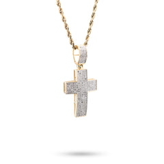 10k Yellow Gold 0.53CTW Natural Diamond ICED OUT Cross Pendant 3.7gms Mens Charm
