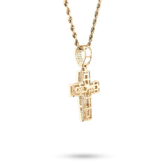 10k Yellow Gold 0.53CTW Natural Diamond ICED OUT Cross Pendant 3.7gms Mens Charm