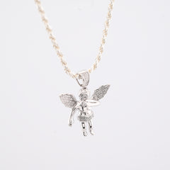 925 Sterling Silver 0.25CTW Natural Diamond Angel Cherub Pendant 4.6gms Charm