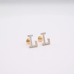 10k Yellow Gold Initial "L" 0.26CTW Natural Diamond Studs Alphabet 1.12g Earring