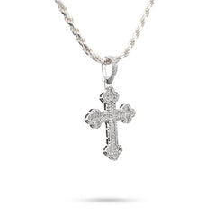 10k White Gold 0.5CTW Natural Diamond ICED Budded Cross Pendant 3.3g Mens Charm