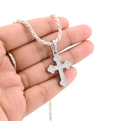 10k White Gold 0.5CTW Natural Diamond ICED Budded Cross Pendant 3.3g Mens Charm
