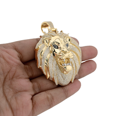 10k Yellow Gold 3.5CTW Natural Diamond Roaring Lion Head Pendant 24.9g Charm