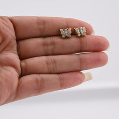 Pure 10k Yellow Gold 0.25CTW Natural Diamond 1.8g Butterfly Studs Womens Earring