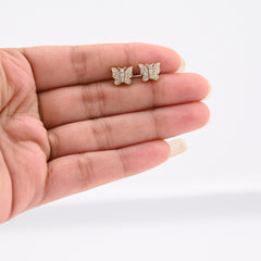 Pure 10k Yellow Gold 0.25CTW Natural Diamond 1.8g Butterfly Studs Womens Earring