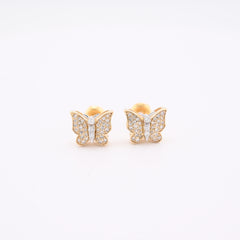 Pure 10k Yellow Gold 0.25CTW Natural Diamond 1.8g Butterfly Studs Womens Earring