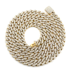 8MM 10k Yellow Gold 9.7CTW Natural Diamond Cuban Chain 36.83g 20 Inches Necklace