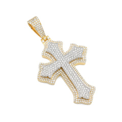 10k Two Tone Gold 5CTW Natural Diamond 3D Cross Pendant 21.9g Religious Charm
