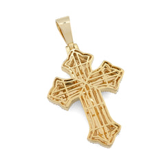 10k Two Tone Gold 5CTW Natural Diamond 3D Cross Pendant 21.9g Religious Charm
