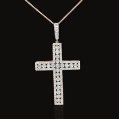10k Rose Gold 2.05 CTW Natural Diamond Religious Cross Charm Men Women Pendnat 8.9g