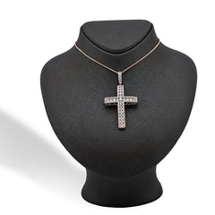 10k Rose Gold 2.05 CTW Natural Diamond Religious Cross Charm Men Women Pendnat 8.9g