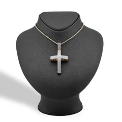 10k Yellow Gold 1.45CTW Natural Diamond Pave Domed Cross Pendant 17.5g Charm