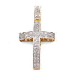 10k Yellow Gold 1.45CTW Natural Diamond Pave Domed Cross Pendant 17.5g Charm