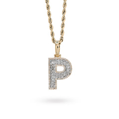 10k Yellow Gold 0.5 CTW Natural Diamond Initial "P" Pendant 2.1g Alphabet Charm