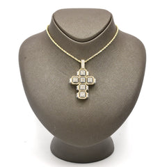 10k Yellow Gold 6.5CT Baguette Diamond Cross Cageback Pendant 15.3g Mens Charm