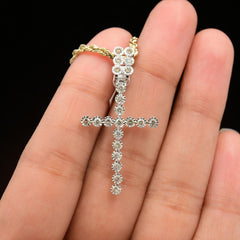 10k White Gold 0.5CT Natural Diamond Cross Pendant 1.7g Religious Mens Charm