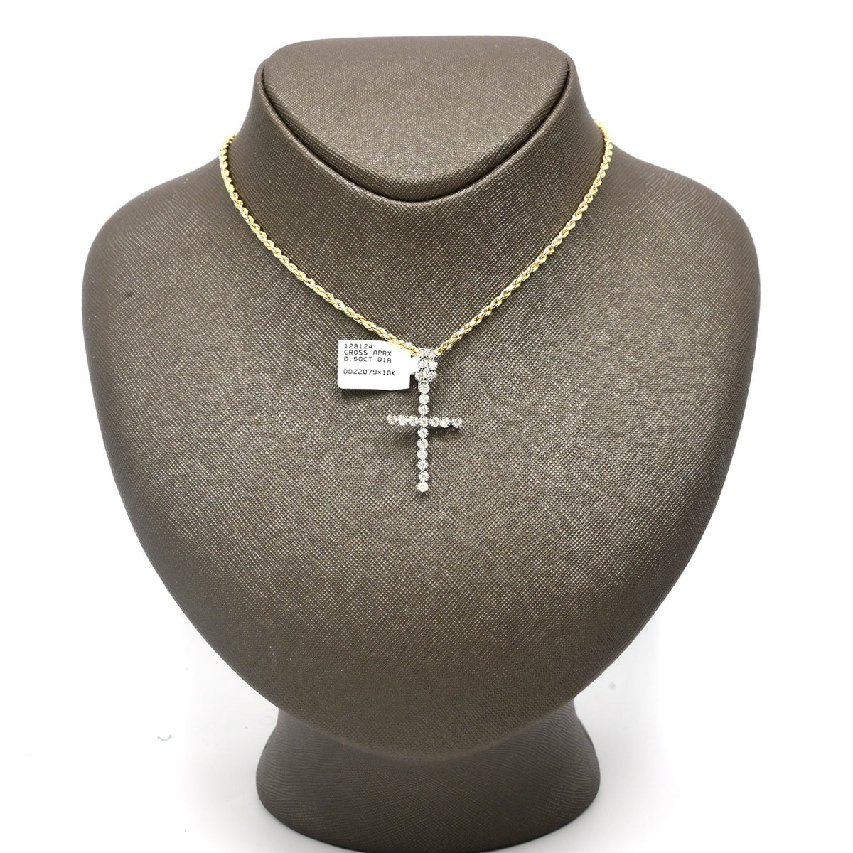 10k White Gold 2.05CT Round/Baguette Diamond Cross Pendant 7.8g Religious Charm