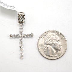 10k White Gold 0.5CT Natural Diamond Cross Pendant 1.7g Religious Mens Charm
