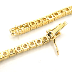 3.2MM 10k Yellow Gold 21Inch 16CTW Diamond 10 Pointer Solitaire Tennis Chain 30g