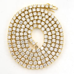 3.2MM 10k Yellow Gold 16CTW 10 Pointers Diamond 30g 21In Solitaire Tennis Chain