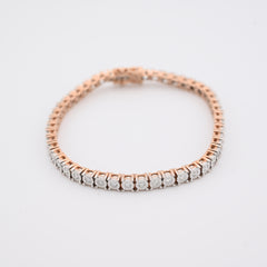 Pure 10k Rose Gold 2.5CTW Natural Diamond 7.5Inch Tennis Bracelet 18g Armlet