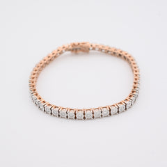 Pure 10k Rose Gold 2.5CTW Natural Diamond 7.5Inch Tennis Bracelet 18g Armlet