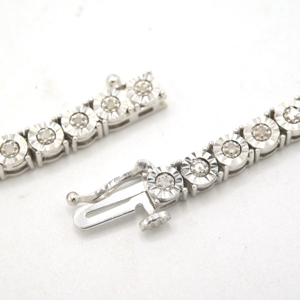 3MM 925 Sterling Silver 2.25CT Natural Diamond Tennis Chain 22In 25gms Necklace