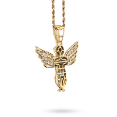 10k Yellow Gold 2.1CTW Round/Baguette Diamond Praying Angel Pendant 8.3g Charm