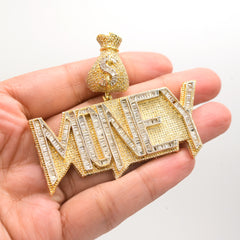 10k Yellow Gold 6.5CTW Natural Diamond 27g Money Pendant Charm