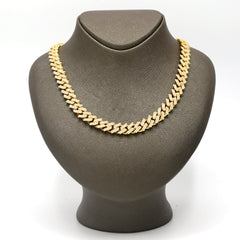 12MM 10k Yellow Gold 19CTW Natural 2 Row Round Diamond 119g Cuban Chain Necklace