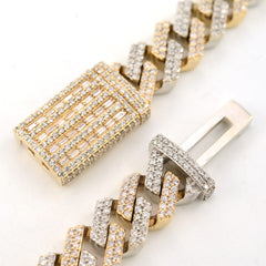 11.5MM 10k Yellow & White Gold 22CTW Diamond 2 Row Cuban Chain 179.5g 20 Inches