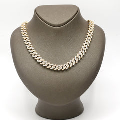 11.5MM 10k Yellow & White Gold 22CTW Diamond 2 Row Cuban Chain 179.5g 20 Inches